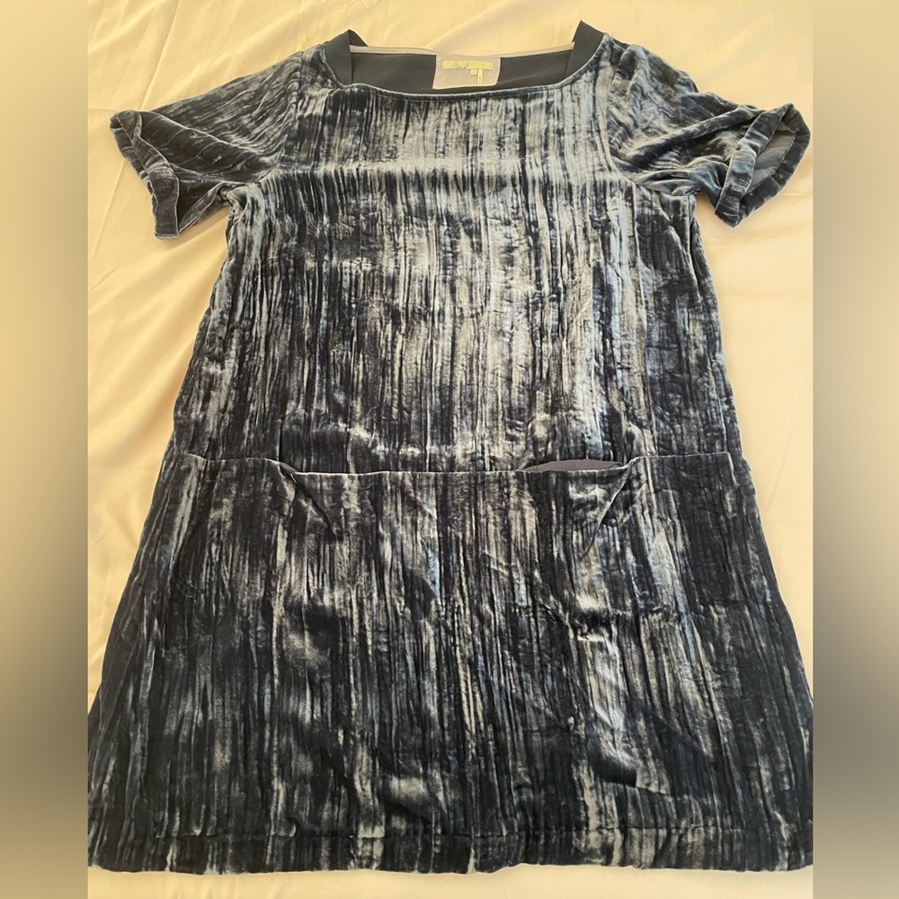 Blue velvet dress from Anthropology
